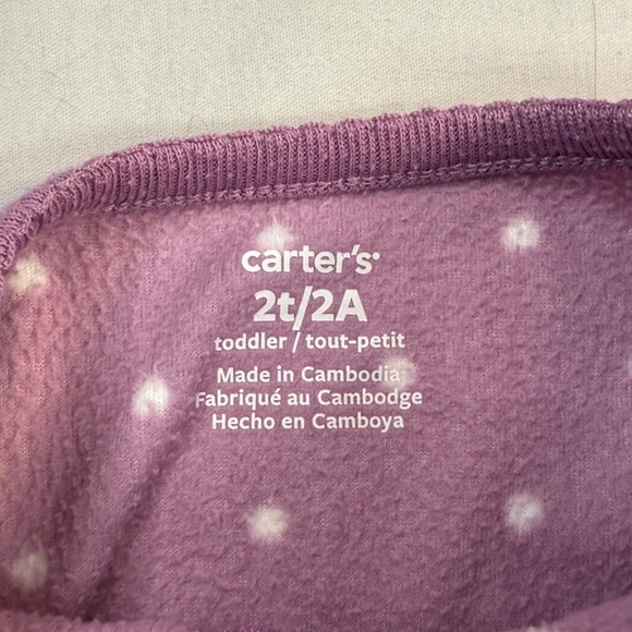 Carter's - 2T - Purple Polka Dot Fleece Onesie Sleeper with Mouse Design - Picture 4 of 4